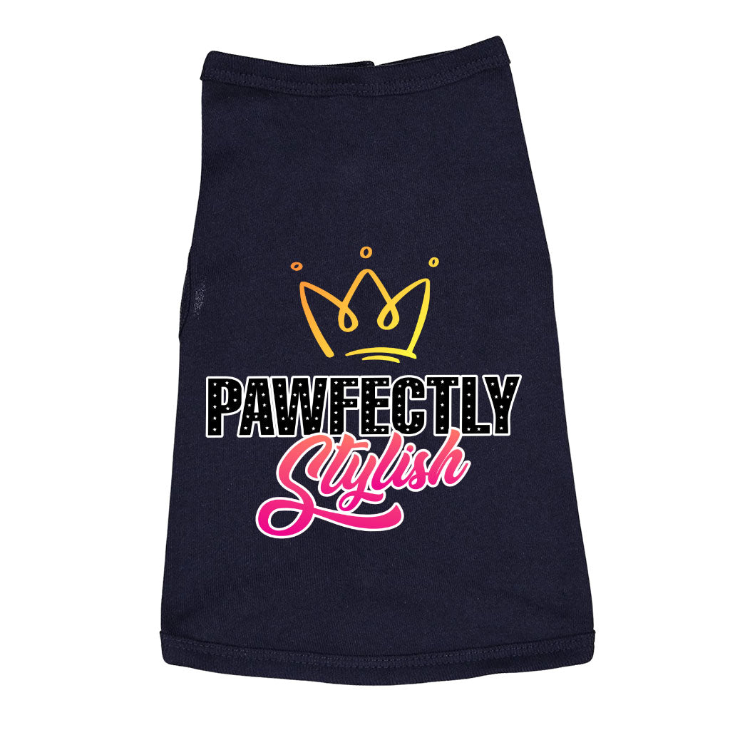 Pawfectly Stylish Dog Sleeveless Shirt - Crown Dog Shirt - Printed Dog Clothing