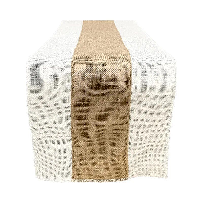 Elegant Farmhouse Burlap Table Runner