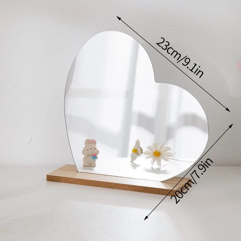 Chic Irregular Acrylic Mirror with Wooden Stand