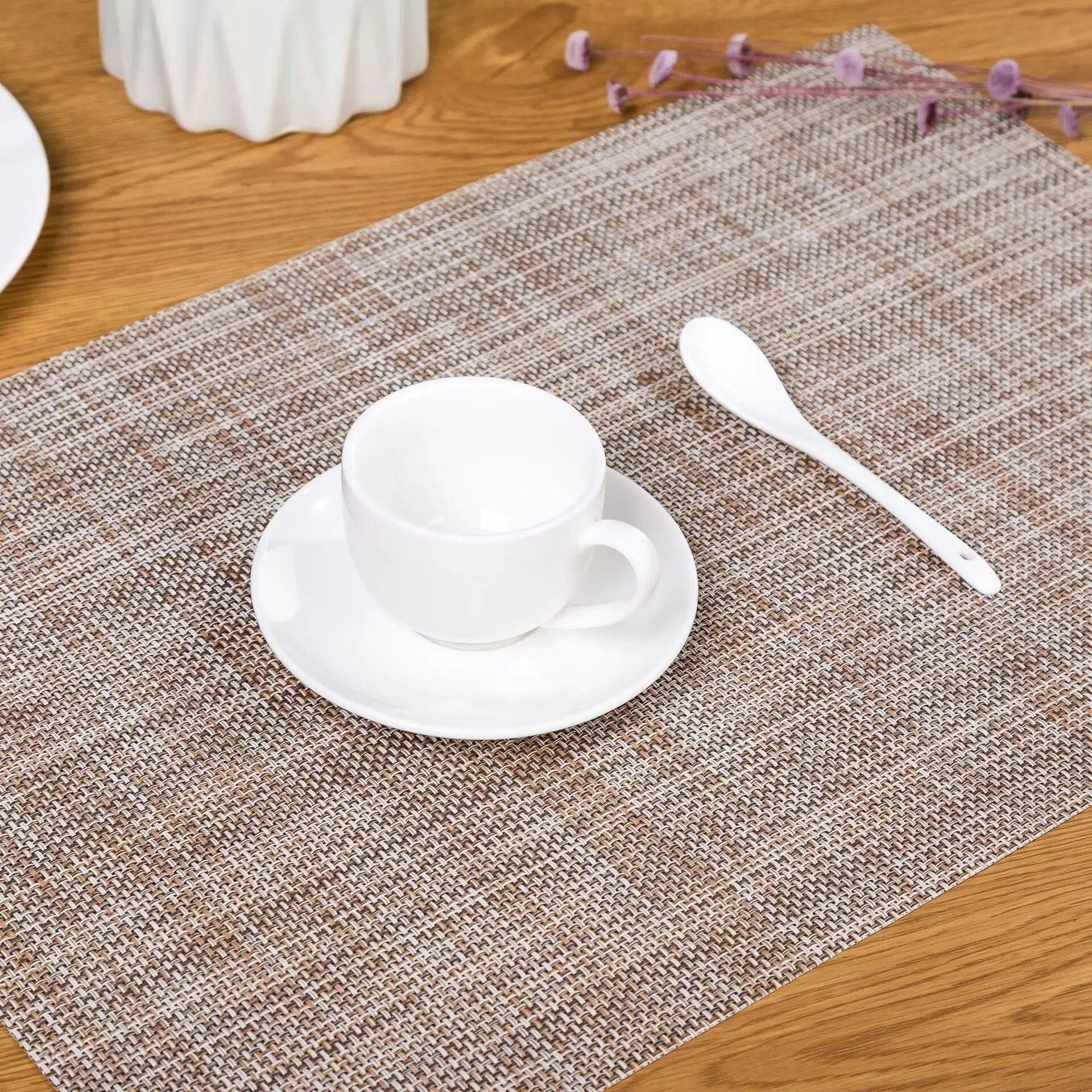 Elegant & Durable PVC Weave Place Mats - Eco-Friendly, Washable Table Pads for Home & Outdoor Use