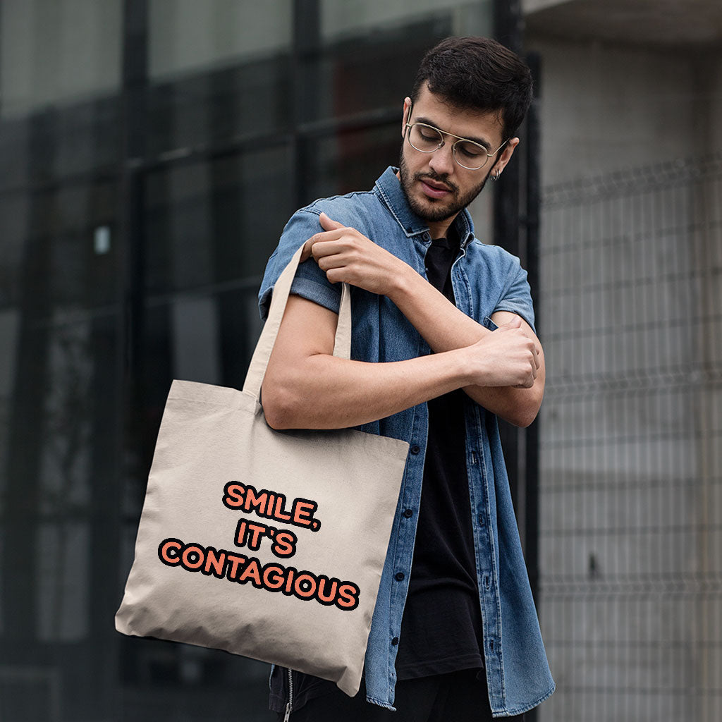 Smile Small Tote Bag - Funny Shopping Bag - Cool Trendy Tote Bag