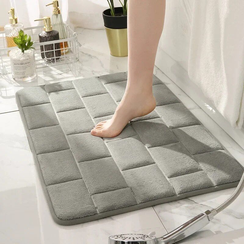 Luxurious Coral Fleece Memory Foam Bath Mat - Non-Slip, Super Absorbent Bathroom Rug