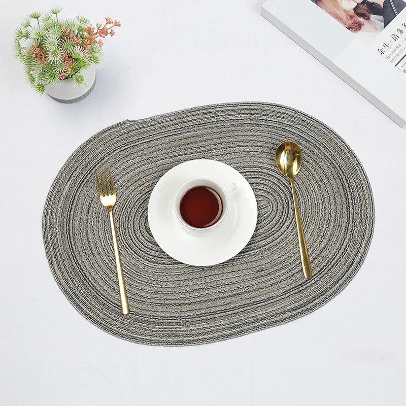 Hand-Woven Linen Oval Placemats - Modern Eco-Friendly Table Mats