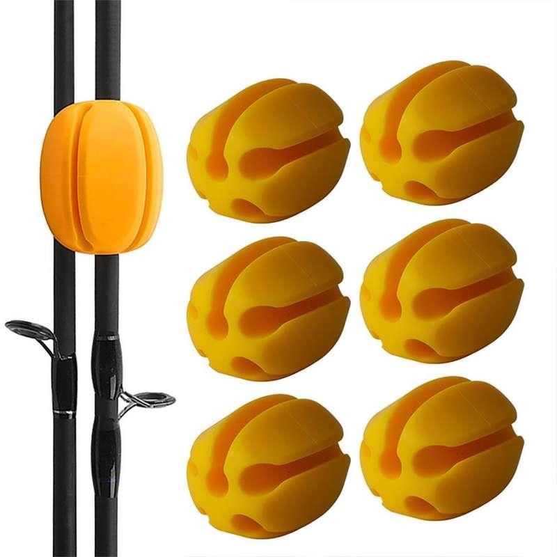 Multi-Size Silicone Fishing Rod Holder Straps - 6 Piece Set