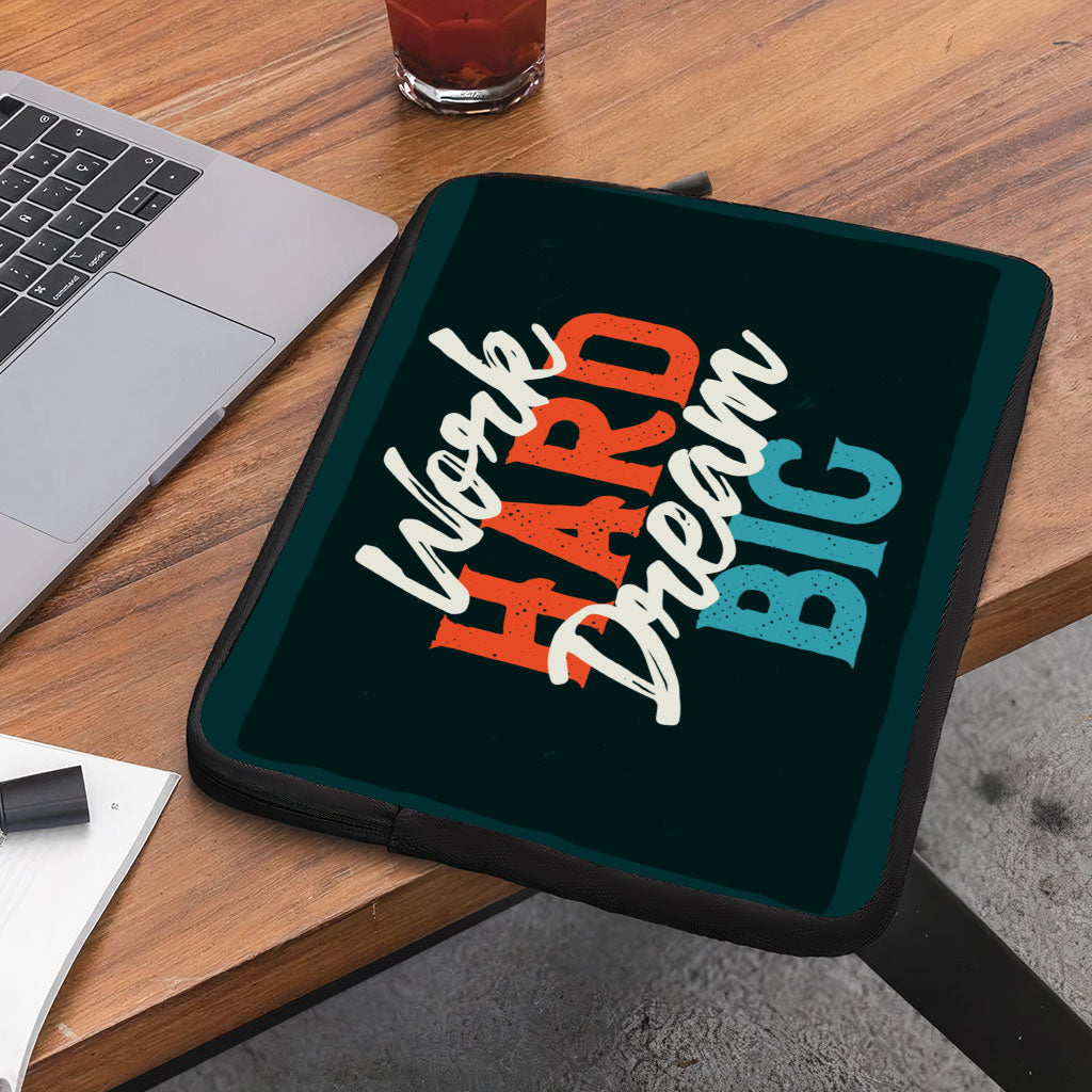 Work Hard Dream Big Dell 16" Two-Sided Sleeve - Motivational Laptop Sleeve - Cool Laptop Sleeve with Zipper