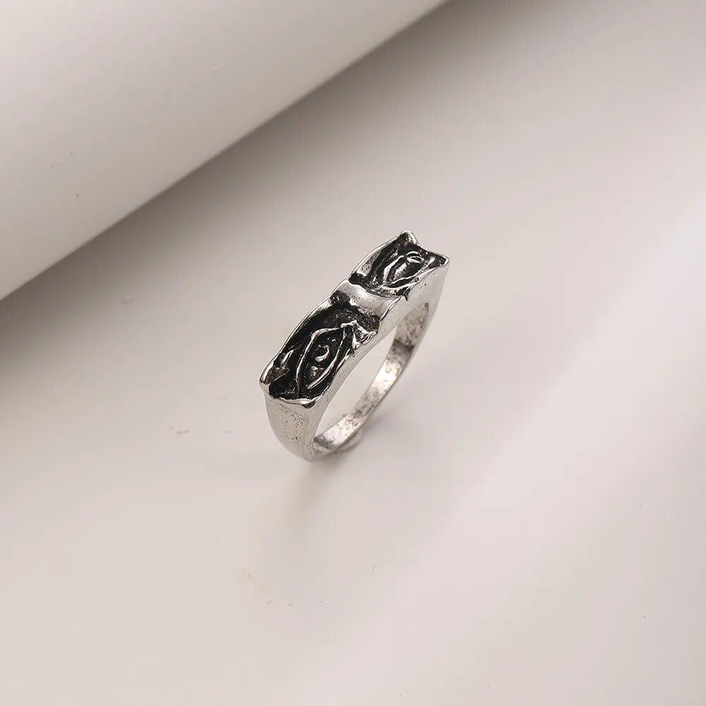 Men's Vintage Punk Eye Ring - Geometric Metal Cocktail Ring for Parties and Hip Hop Style