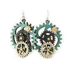 Kinetic Gear Earrings 5003E | Red Sunflower