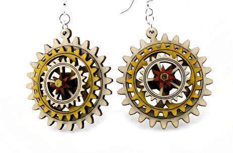 Kinetic Gear Earrings 5004A | Red Sunflower