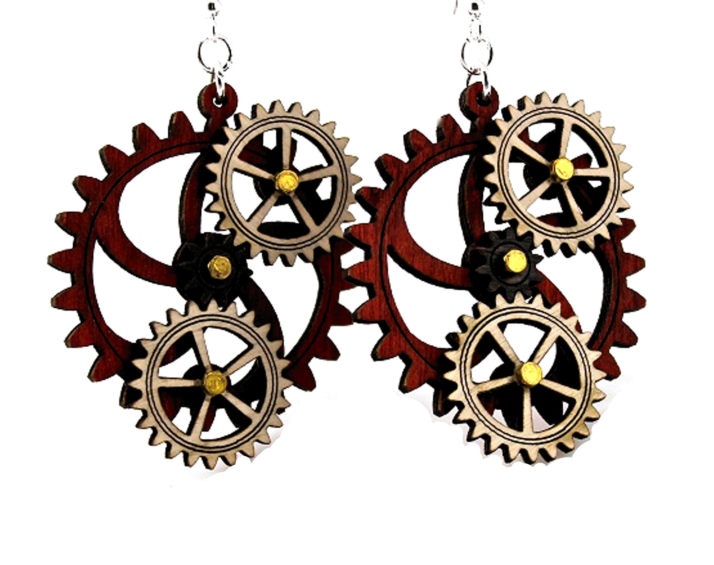 Kinetic Gear Earrings 5005D | Red Sunflower