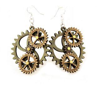 Kinetic Gear Earrings 5005F | Red Sunflower