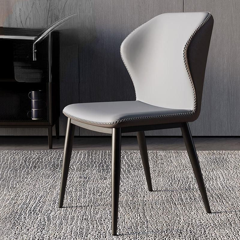 Modern Nordic Leather Dining Chair with Handrails