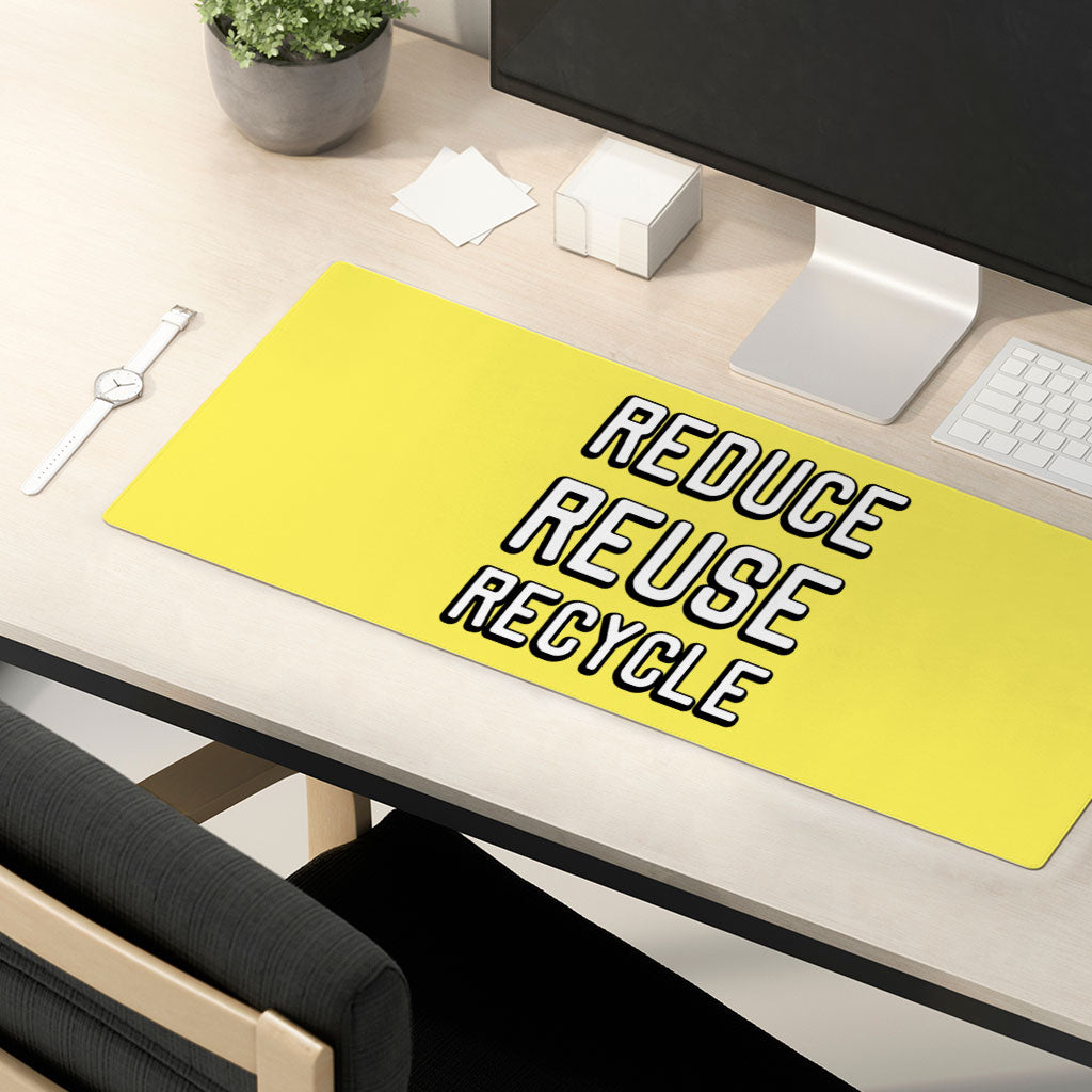 Reduce Reuse Recycle Desk Mat - Cute Design Desk Pad - Best Design Laptop Desk Mat