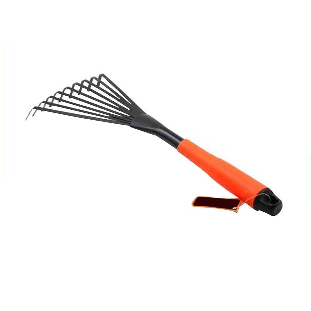 Professional 16-Inch Steel Garden Rake with Ergonomic Grip and 9 Flexible Teeth