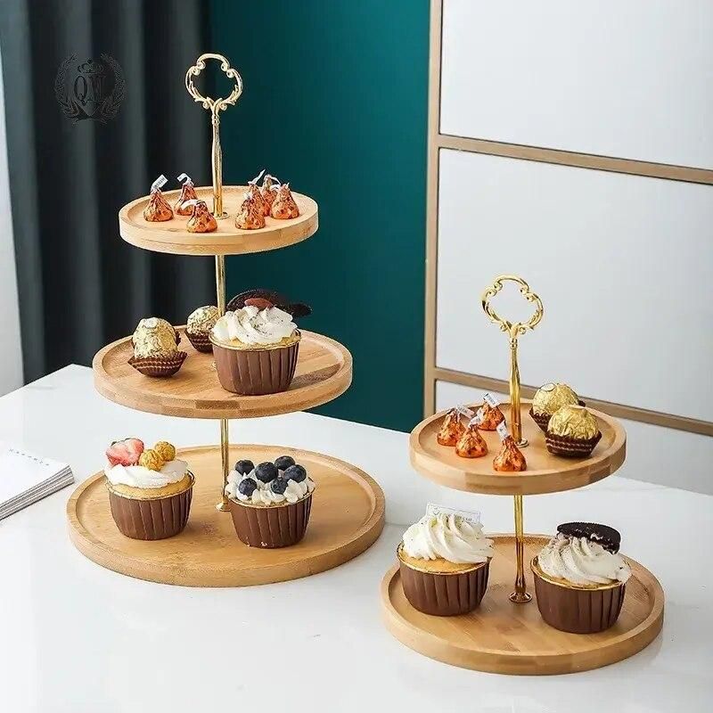 Elegant Wooden Tiered Cake Stand - Perfect for Weddings, Parties, and Home Use