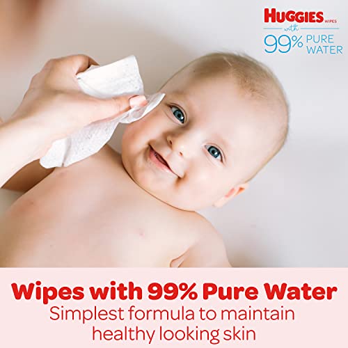 Baby Wipes, Huggies 99% Pure Water Baby Diaper Wipes, Unscented, 9 flip-top packs (504 Wipes Total)