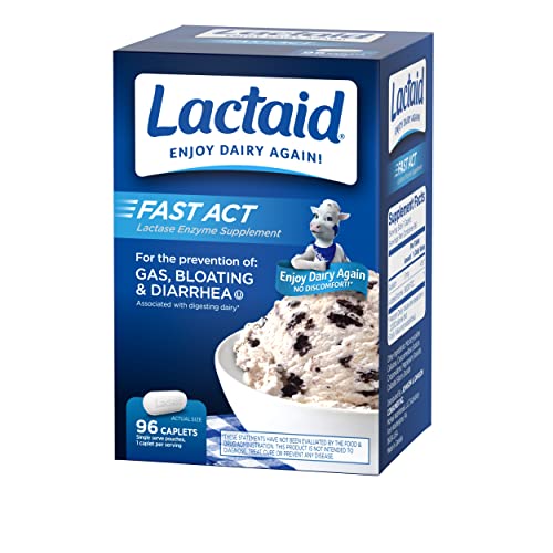 Lactaid Fast Act Lactose Intolerance Relief Caplets with Lactase Enzyme, 96 Count