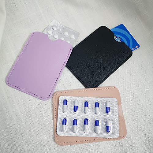 STERCULIA Birth Control Pill Case Holder Credit Card Sleeve Slim Wallet (Black)