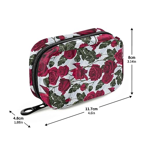 Roses Flowers Travel Pill Organizer Case Weekly Portable Pill Bag Container 7 Days Pill Box Organizer for Vitamin Fish Oil Travel Family Business