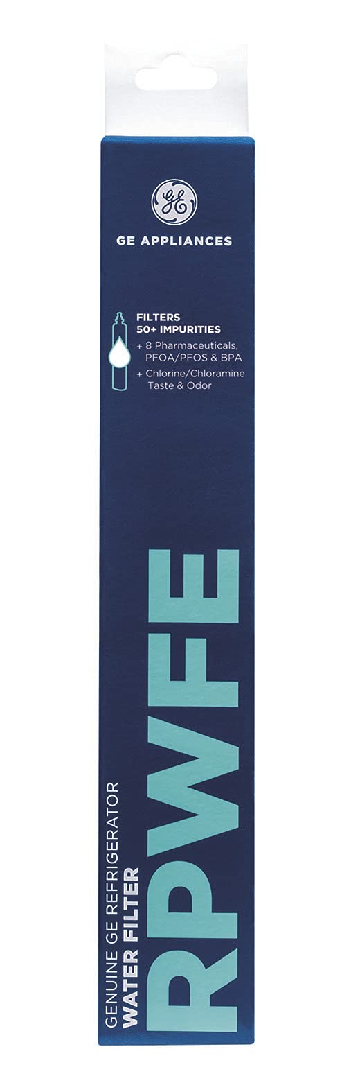 GE RPWFE Refrigerator Water Filter | Certified to Reduce Lead, Sulfur, and 50+ Other Impurities | Replace Every 6 Months for Best Results | Pack of 1