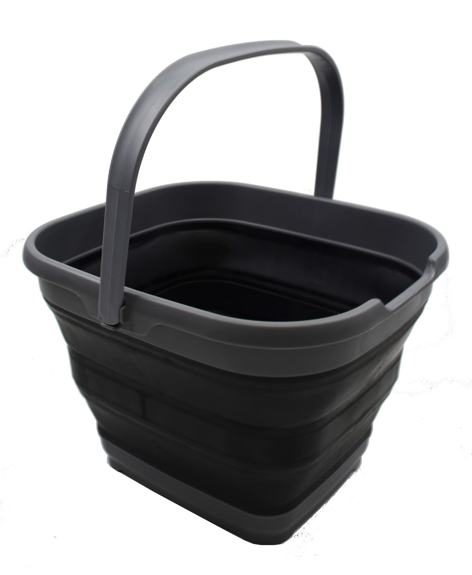 SAMMART 10L (2.6 Gallon) Collapsible Rectangular Handy Basket / Bucket (Grey/Black, 1)