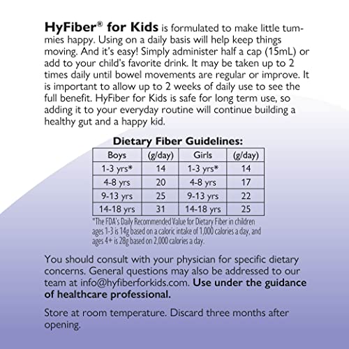 Medtrition HyFiber Liquid Fiber for Kids in Only One Tablespoon, Supports Regularity and Softer Stools, FOS Prebiotics for Gut Health, 6 Grams of Fiber, 32 Servings per Bottle