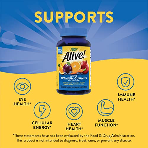 Nature's Way Alive! Men's Premium Gummy Multivitamin, Full B Vitamin Complex to Support Daily Energy Metabolism*, 75 Gummies