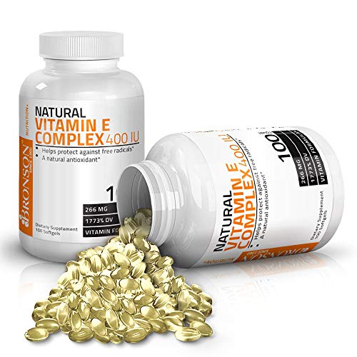 Bronson Natural Vitamin E Complex Supplement 400 I.U. (80% D-Alpha Tocopherol), Natural Antioxidant, 100 Softgels