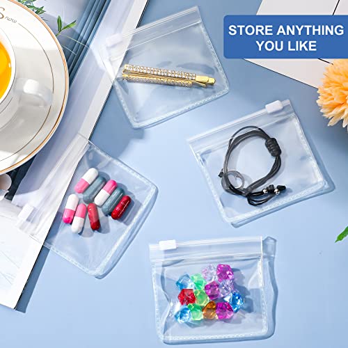 Pill Pouches Reusable Clear Zippered Pill Bag, Transparent PVC Toiletry Carry Pouch, 180 Pcs Waterproof Labels Stickers Travel Organizer Storage with Slide Lock for Pills Small Items (26 Pcs)