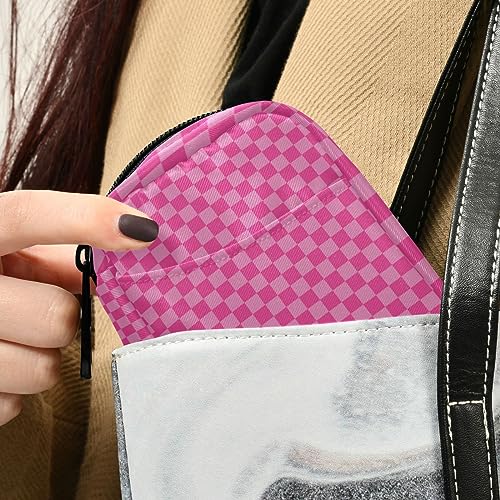 Pink Checkered Travel Pill Organizer Case 7 Day Pill Box Holder Large Daily Medicine Organizer for Vitamins Medication Fish Oil Supplements