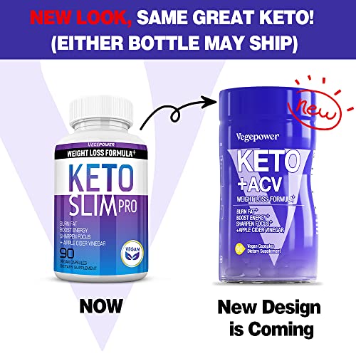 VEGEPOWER Keto Pills Apple Cider Vinegar Weight Loss Fat Burner Ketosis Diet Support Boost Energy Ketones Supplement with ACV for Women Men 90 Capsules