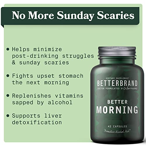 Betterbrand BetterMorning All-Natural Ingredients Including DHM - Supports Liver Aid - Gluten-Free, Vegetarian (42 Capsules)