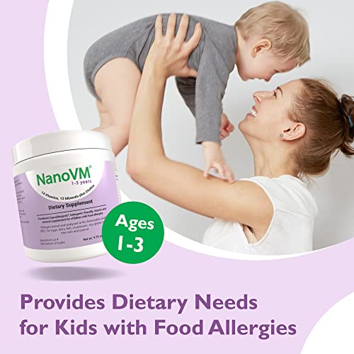 NanoVM 1-3 Years, Allergen-Free Multivitamin for Kids, Flavorless Dietary Supplement, Powdered Supplement with 14 Vitamins & 13 Minerals, Low-Carbohydrate Toddler Vitamins, 275g - Solace Nutrition