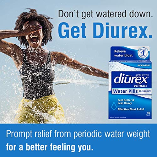 Diurex Ultimate Re-Energizing Water Pills - Maximum Strength Diuretic - Relieve Water Bloat - 60 Count