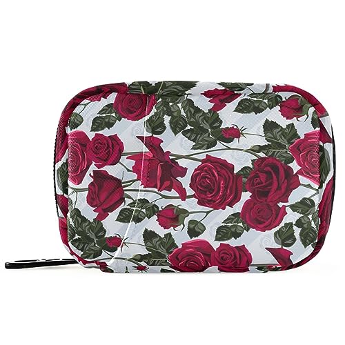 Roses Flowers Travel Pill Organizer Case Weekly Portable Pill Bag Container 7 Days Pill Box Organizer for Vitamin Fish Oil Travel Family Business