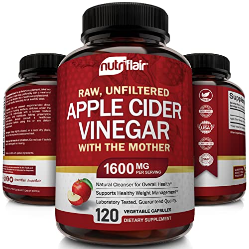 Apple Cider Vinegar Capsules with The Mother - 120 Vegan ACV Pills - Best Supplement for Healthy Weight Loss, Diet, Keto, Digestion, Detox, Immune - Powerful Cleanser & Appetite Suppressant Non-GMO