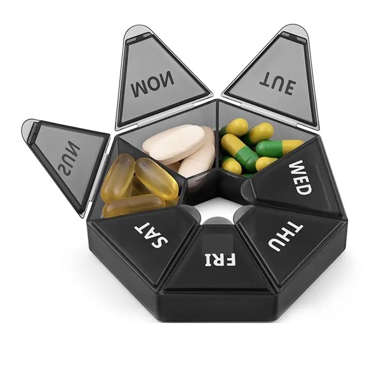 Portable Pills Box - 7 Days Medicine Container - Pill Organizer - Sort