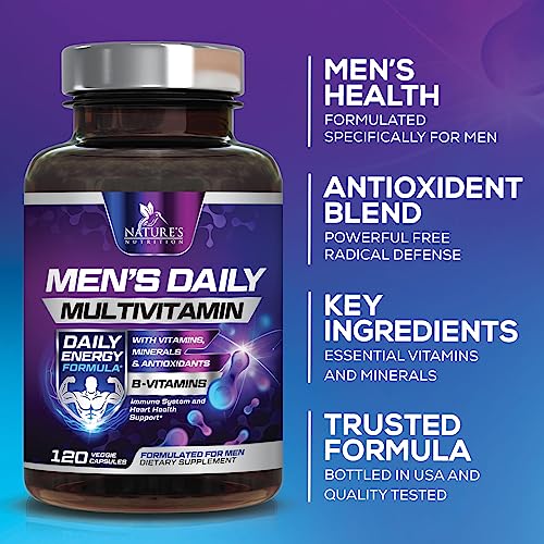 Nature's Daily Multivitamin for Men - Mens Multivitamins Supplement, with Vitamin A, B12, C, & D, Daily Nutritional Support, Multivitamin Supplement, Non-GMO Vitamins for Men, 60 Day Supply, 120 Count