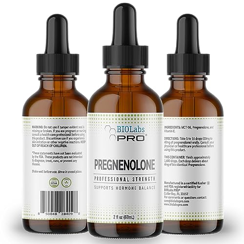 BIOLABS PRO Pregnenolone, Natural Bio-Identical Pregnenolone Oil, Supports Hormone Balance, 2oz Bottle - Six Month Supply