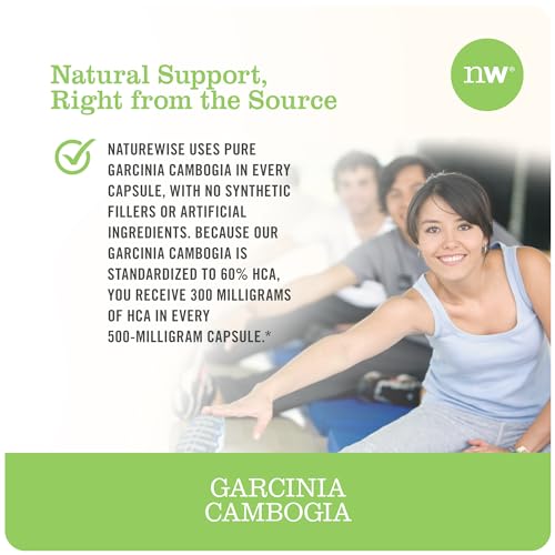 Naturewise Garcinia Cambogia (2 Month Supply) Pure Garcinia Cambogia 100% HCA Extract Concentrated to 60% for Weight Goals (180 Capsules)