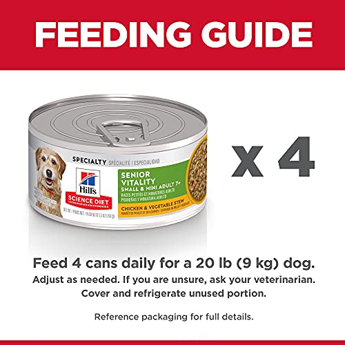 Hill's Science Diet Adult 7+ Senior Vitality Small & Mini Wet Dog Food, Chicken & Vegetable Stew, 5.5 oz. Cans, 24-Pack