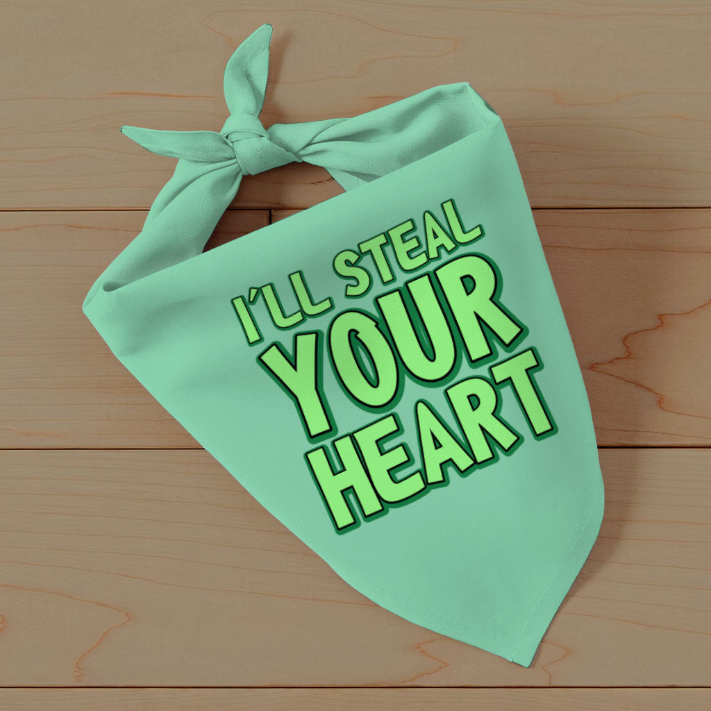 I'll Steal Your Heart Pet Bandana - Art Print Dog Bandana - Word Design Pet Scarf