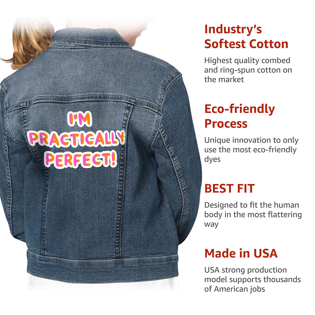 Practically Perfect Kids' Denim Jacket - Funny Jean Jacket - Cool Print Denim Jacket for Kids