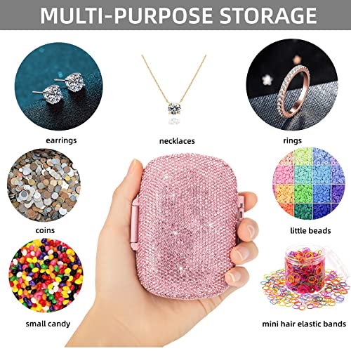 EveryBling Cute Pill Organizer Small Bling Pill Case for Purse Medicine Vitamin Container Holder Daily Pill Box Container for Women Travel Medicine Kit(Pink)