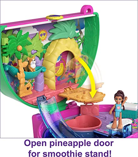 Polly Pocket Compact Playset, Scented Watermelon Pool Party with 2 Micro Dolls & Accessories, Travel Toys