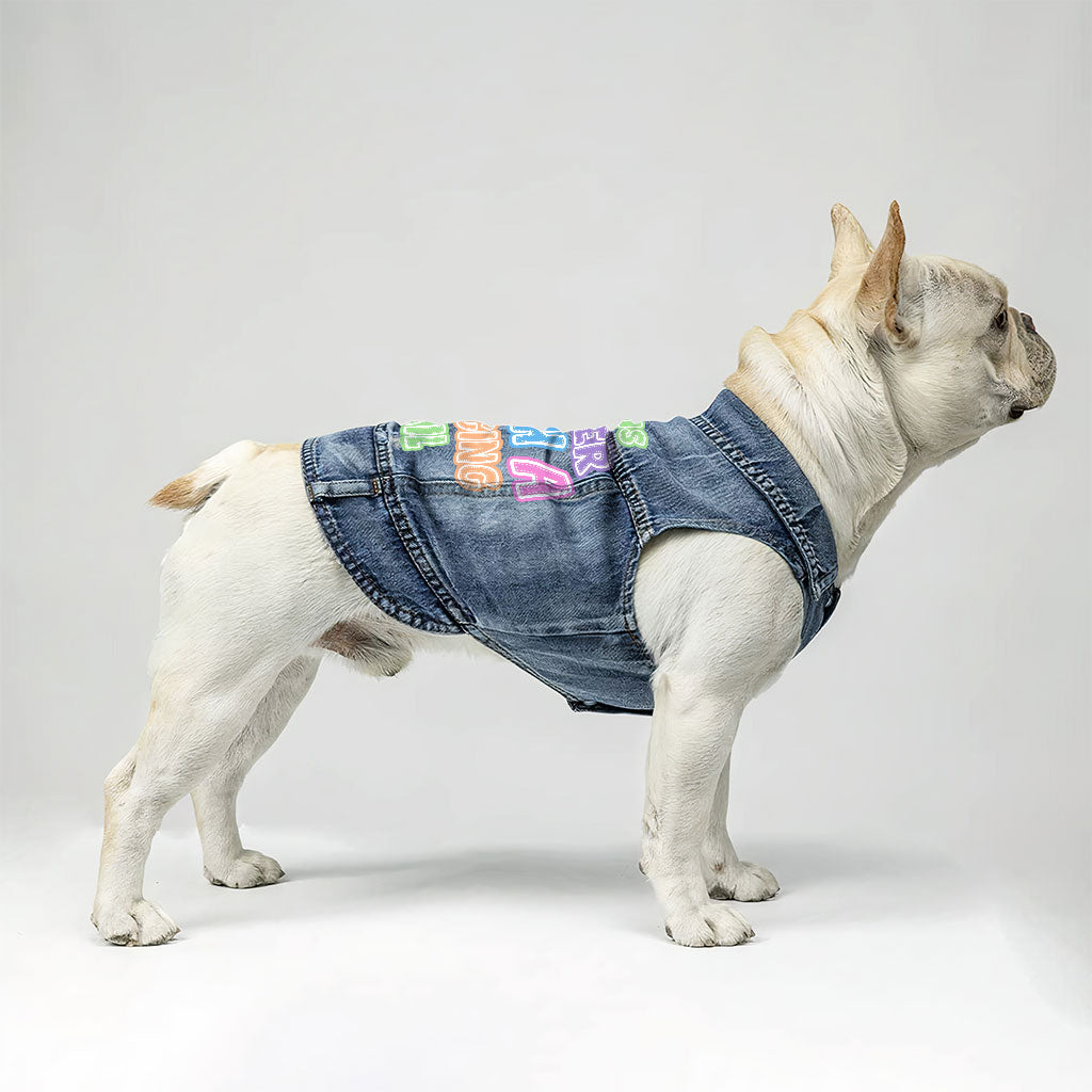 Life Is Better With a Wagging Tail Dog Denim Vest - Print Dog Denim Jacket - Art Dog Clothing