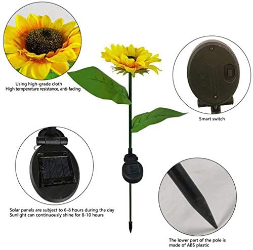 2PCS Solar Sunflower Lights LED Waterproof Landscape Outdoor Lights