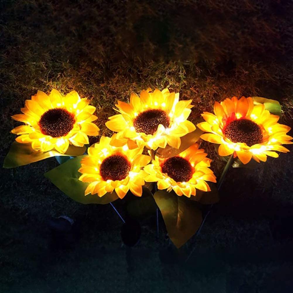 2PCS Solar Sunflower Lights LED Waterproof Landscape Outdoor Lights