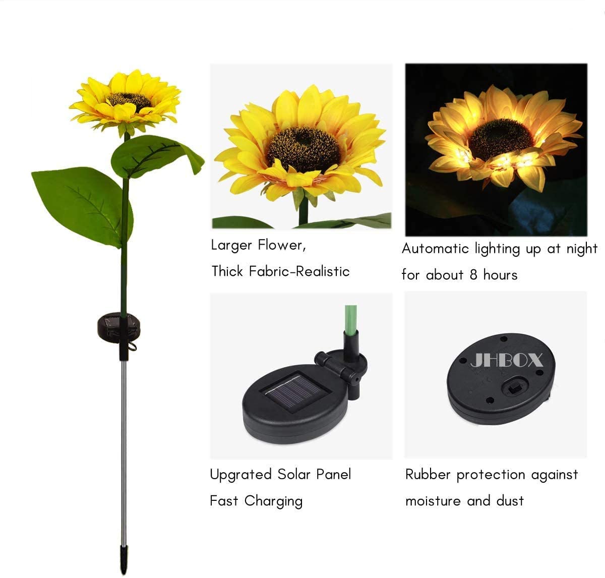 2PCS Solar Sunflower Lights LED Waterproof Landscape Outdoor Lights