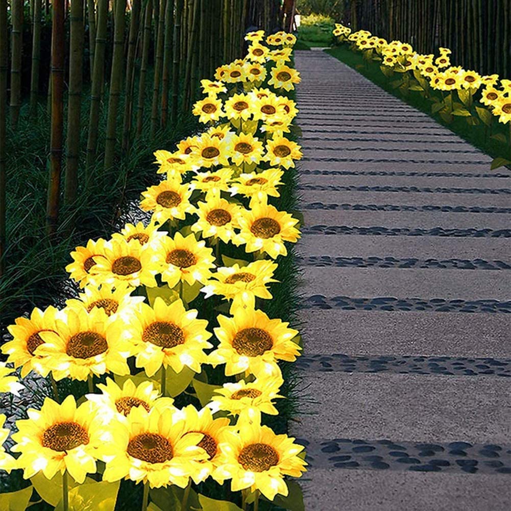 2PCS Solar Sunflower Lights LED Waterproof Landscape Outdoor Lights