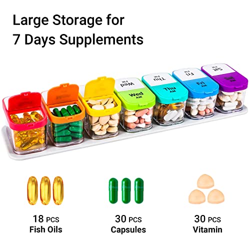 Daviky Extra Large Pill Organizer 7 Day, Smart XL Pill Box 2 Times a Day, Weekly Pill Organizer Twice a Day, Pill Cases Organizers 7 Day AM PM, Large Pill Box Pill Holder